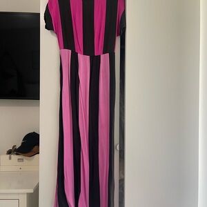 Christopher John Rogers Fuchsia and Black Striped Dress